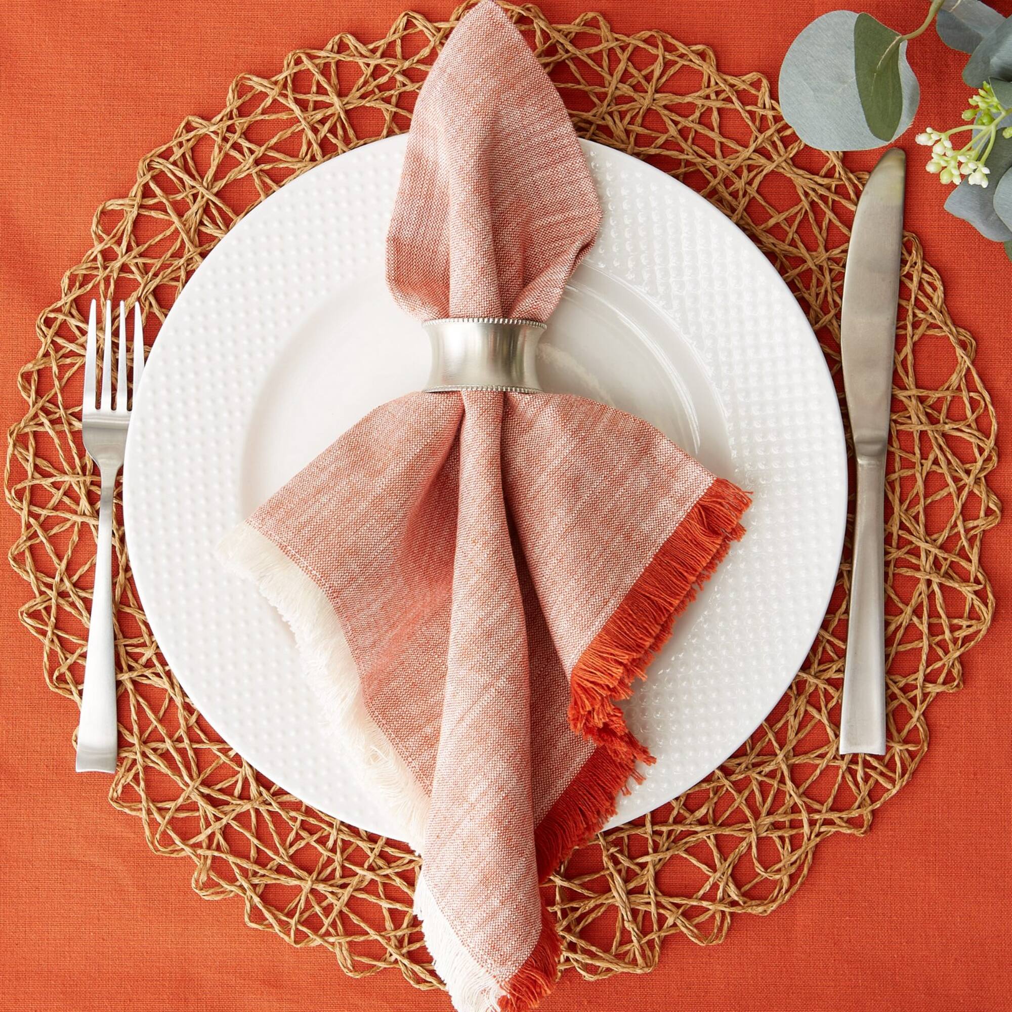 DII® Burnt Orange Tonal Fringe Cloth Dinner Napkins, 6ct.